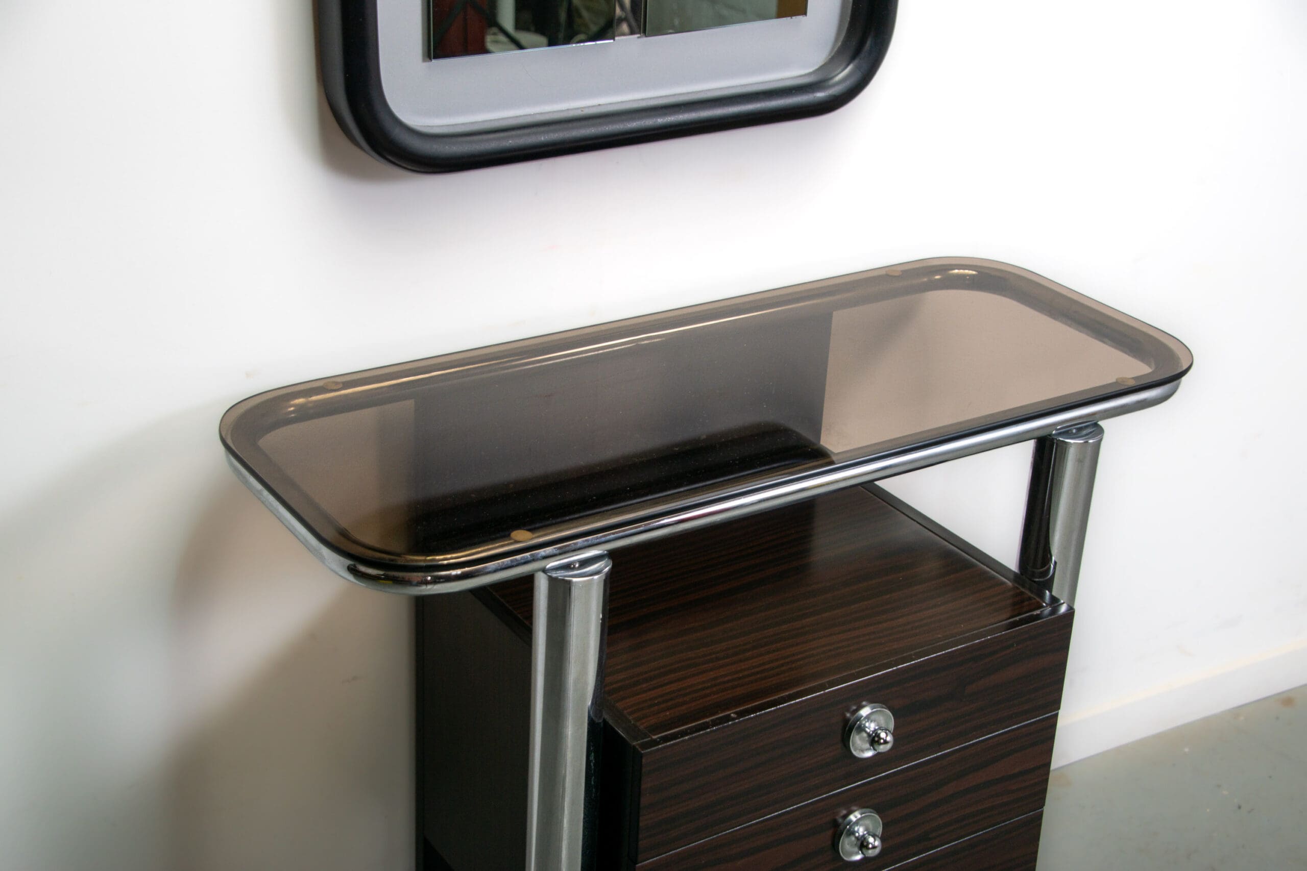 Italian hall cabinet and mirror. Circa 1960