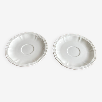 Set de 2 soucoupes Villeroy & Boch, série Manoir, porcelaine vitro blanche vintage