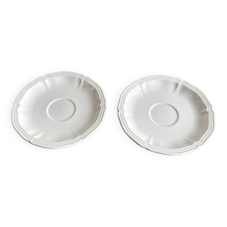 Set de 2 soucoupes Villeroy & Boch, série Manoir, porcelaine vitro blanche vintage