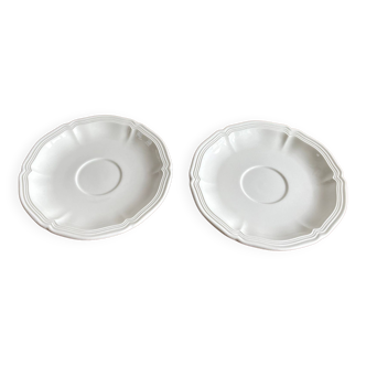 Set of 2 Villeroy & Boch Saucers, Manoir Series, Vintage White Vitro Porcelain