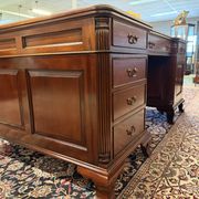 Classic English desk with green leather