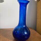 Vase verre soufflé bleu