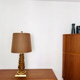 Lampe de table italienne dorée de style Hollywood Regency