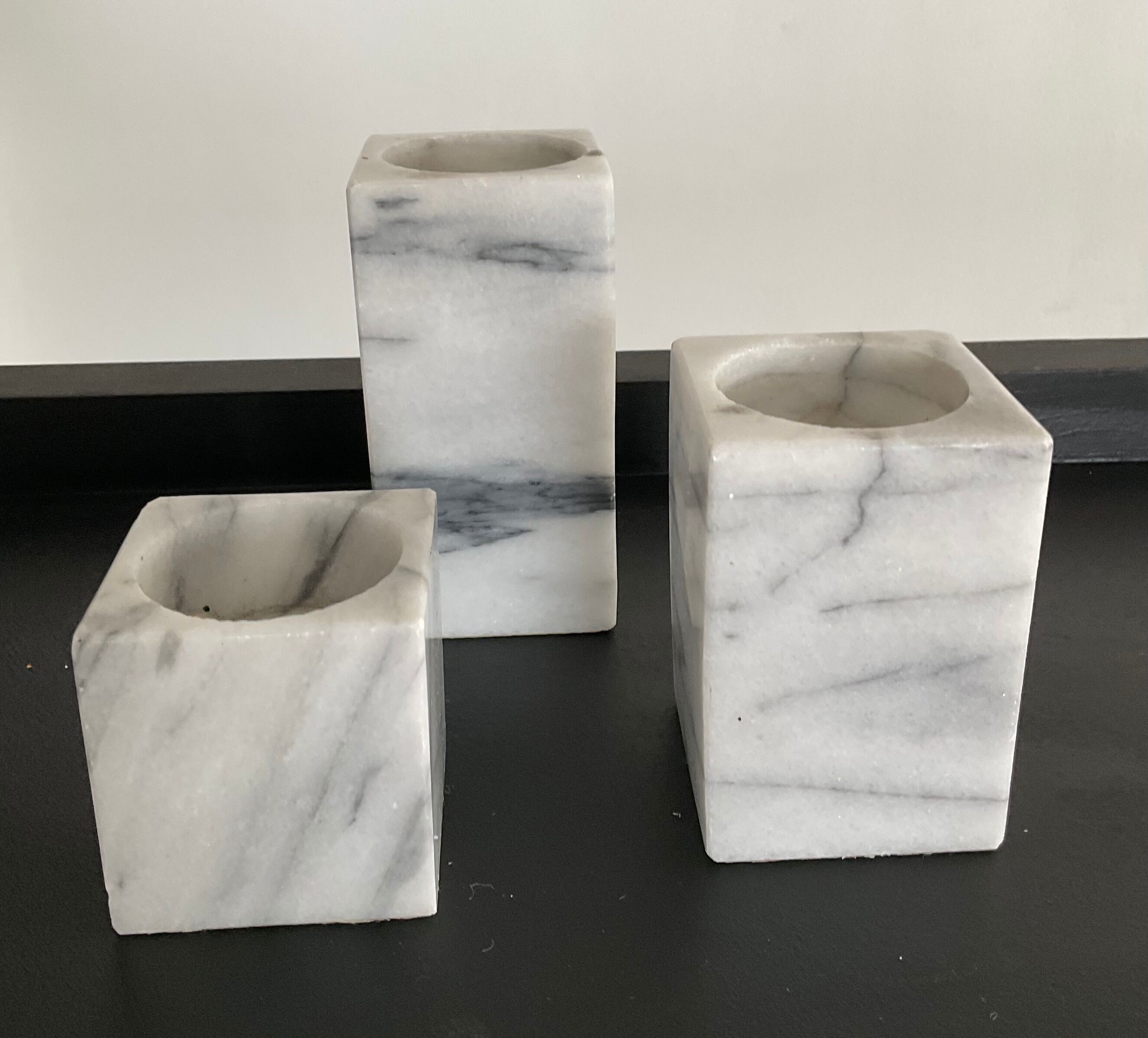 Trio Of marble candle holders from the 70s