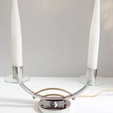 Pair of Art Deco Glass Chrome Lamps