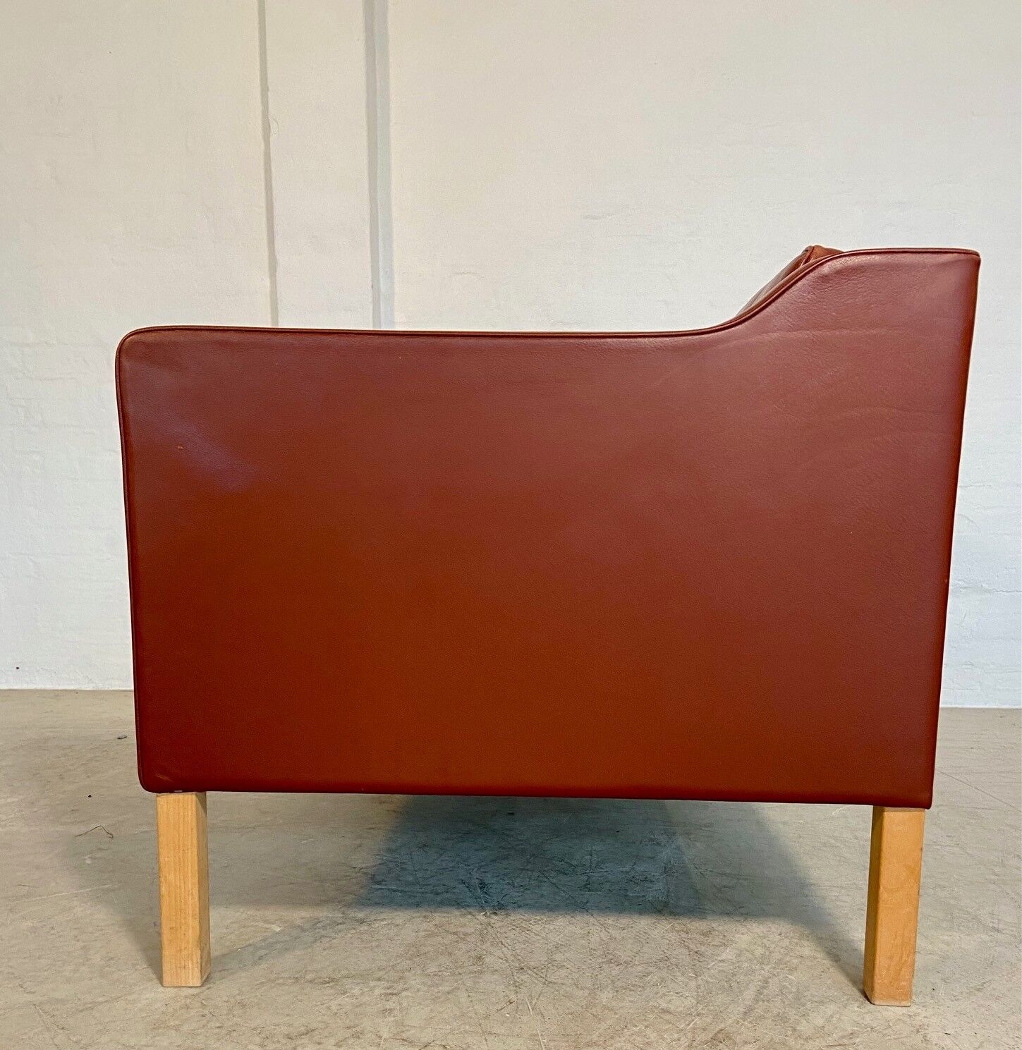 Vintage Danish mid-century Mogens Hansen 2 person cognac leather sofa