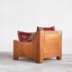 Sculptural lounge chair in solid oak from the 1940s.