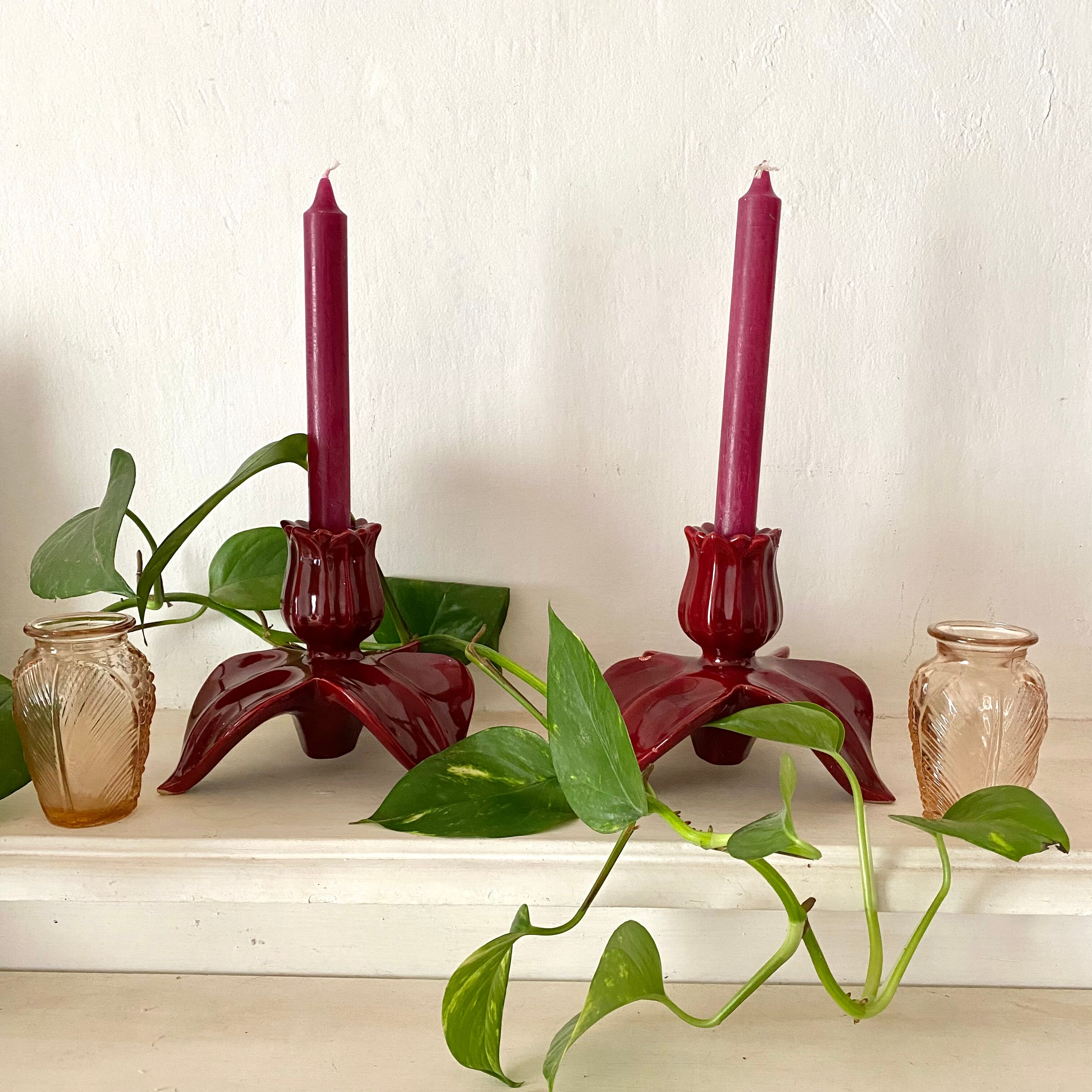 Pair of ceramic cab candlesticks