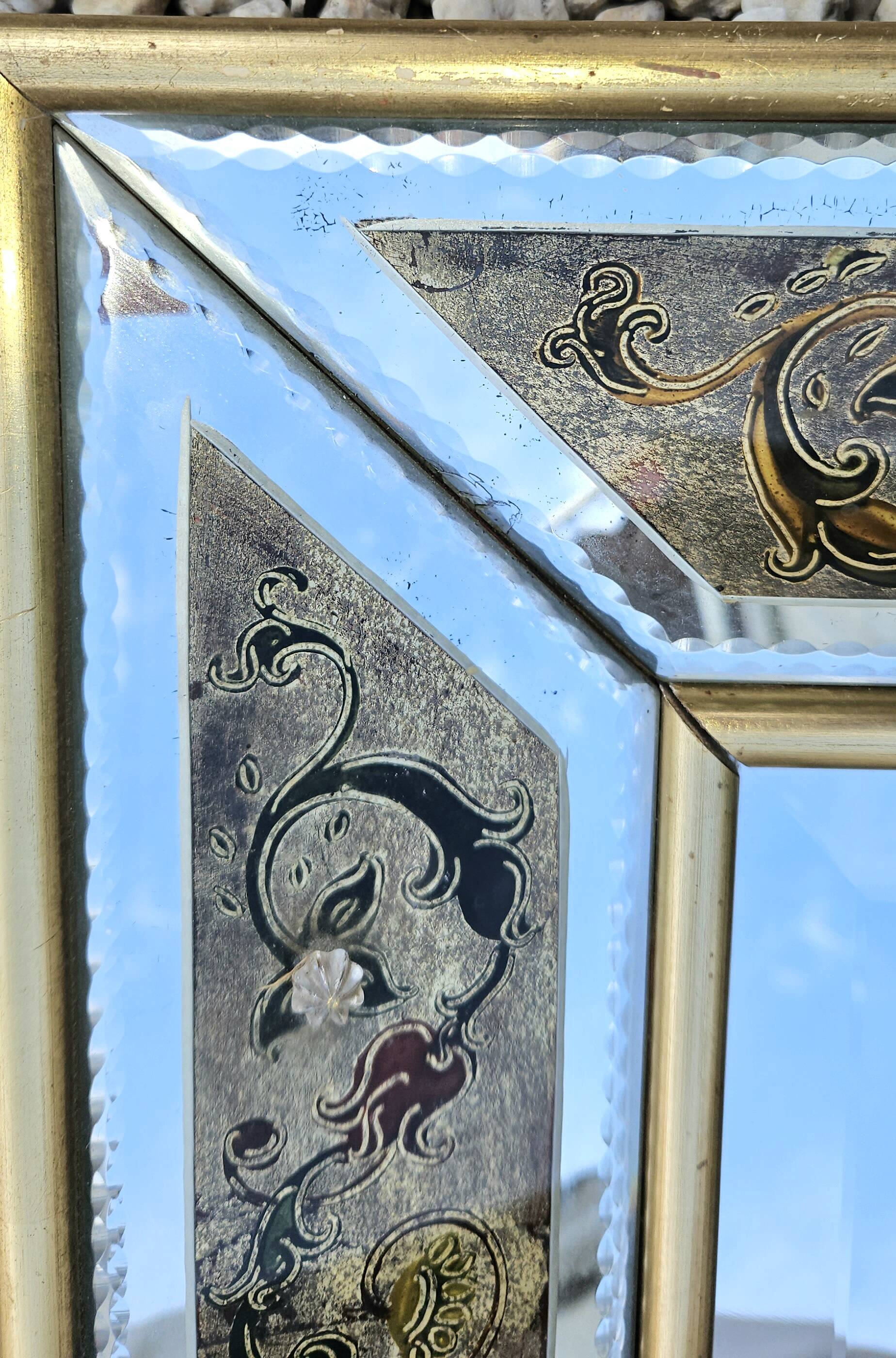 Miroir De Venise avec verre gravé decor floral