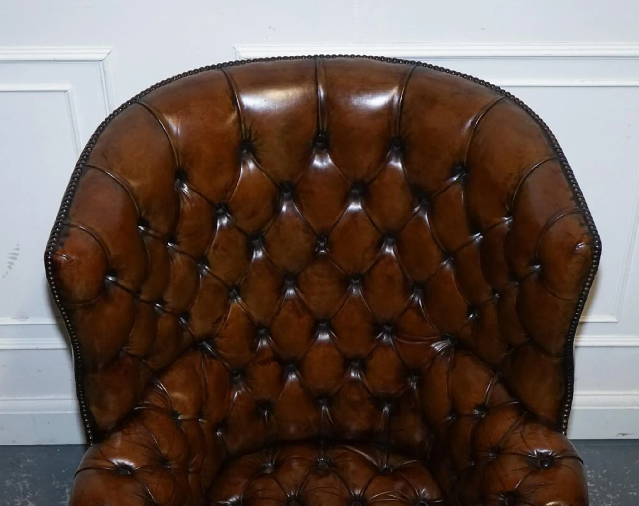 Chesterfield Porter Wingback Chair in Hand-Dyed Leather