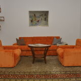 Orange corduroy modular sofa, 1970s.