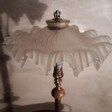 Brown marble lamp with bronze base and American frame 1940