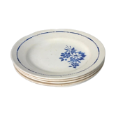 5 assiettes en faïence St Amandinoise décor fleuri bleu