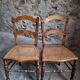 Set of 4 antique dining chairs with caned seats, beech, France, circa 1900–1920.