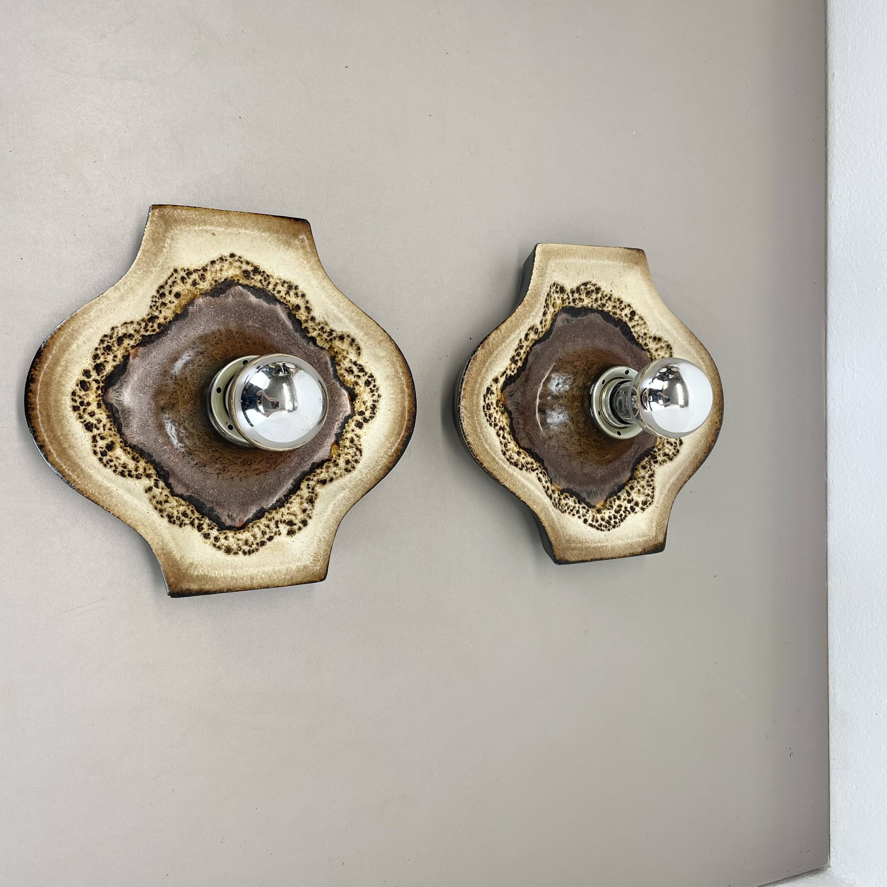 Set of Two POP ART Ceramic Fat Lava Wall Lights by ARO Lights Germany 1970s