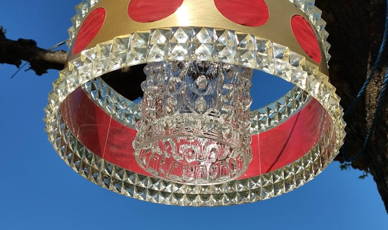 Space age plastic and glass chandelier