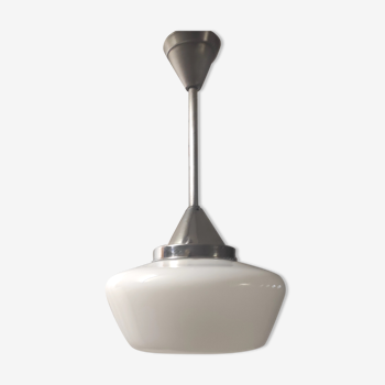 Industrial pendant lamp opaline Art Deco style – 50s/60s