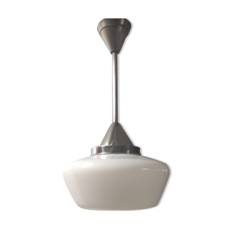 Industrial pendant lamp opaline Art Deco style – 50s/60s