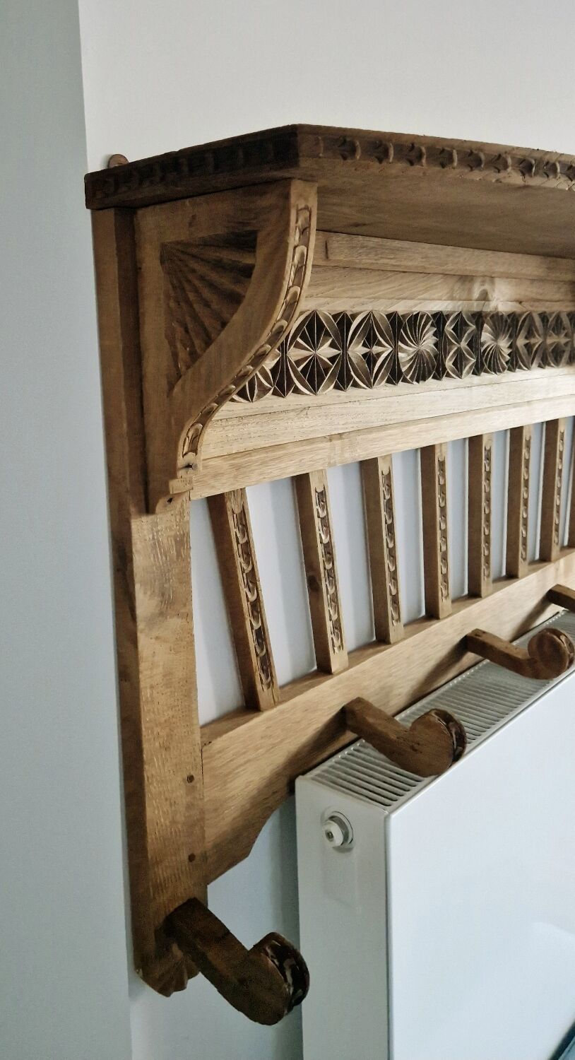 Old carved wood wall shelf