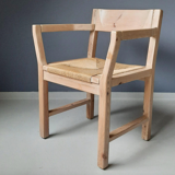 Set of 4 pine chairs with Tage Poulsen paper rope seat for Gramrode 1970