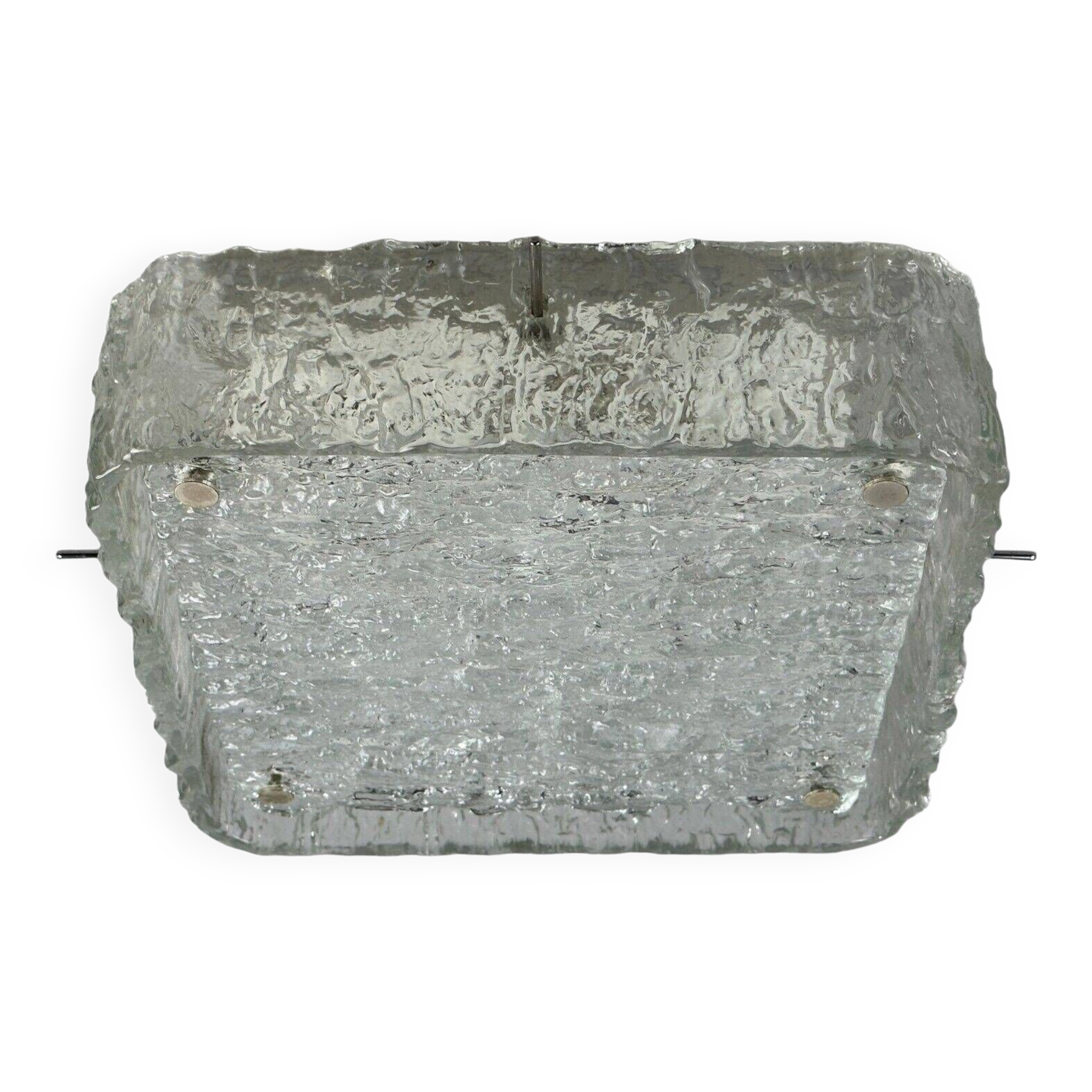 60s 70s ice glass flush mount ceiling lamp by Kaiser Leuchten Germany