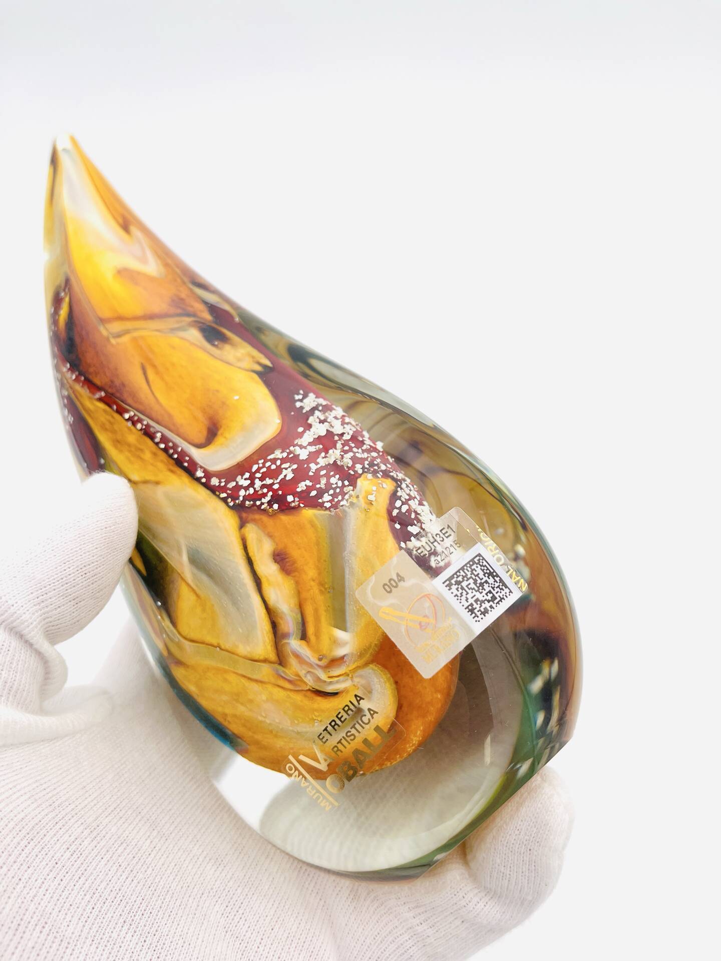 Vase sculpture Murano Gioia Michele Onesto Oball or 24k Sommerso 20cm