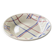 Antique Badonvillier round dish, red and blue intersecting lines