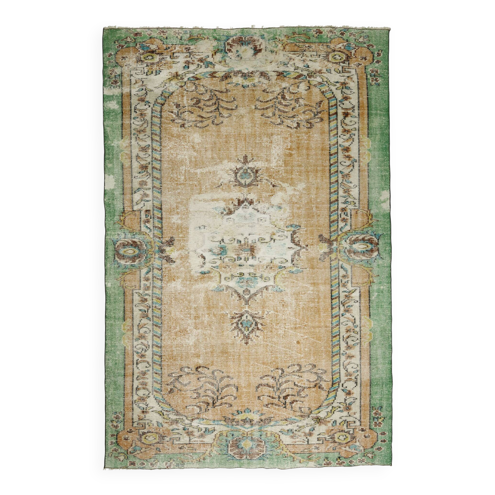 Tapis oriental vintage noué main – 277x181 cm – Tapisserie Anatolienne 1950