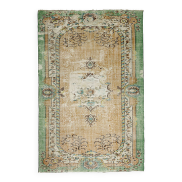 Tapis oriental vintage noué main – 277x181 cm – Tapisserie Anatolienne 1950