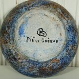 Empty cut pocket in painted & enamelled stoneware signed CB unique piece