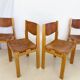 Suite of 4 chairs 60s in elm and leather Maison Regain