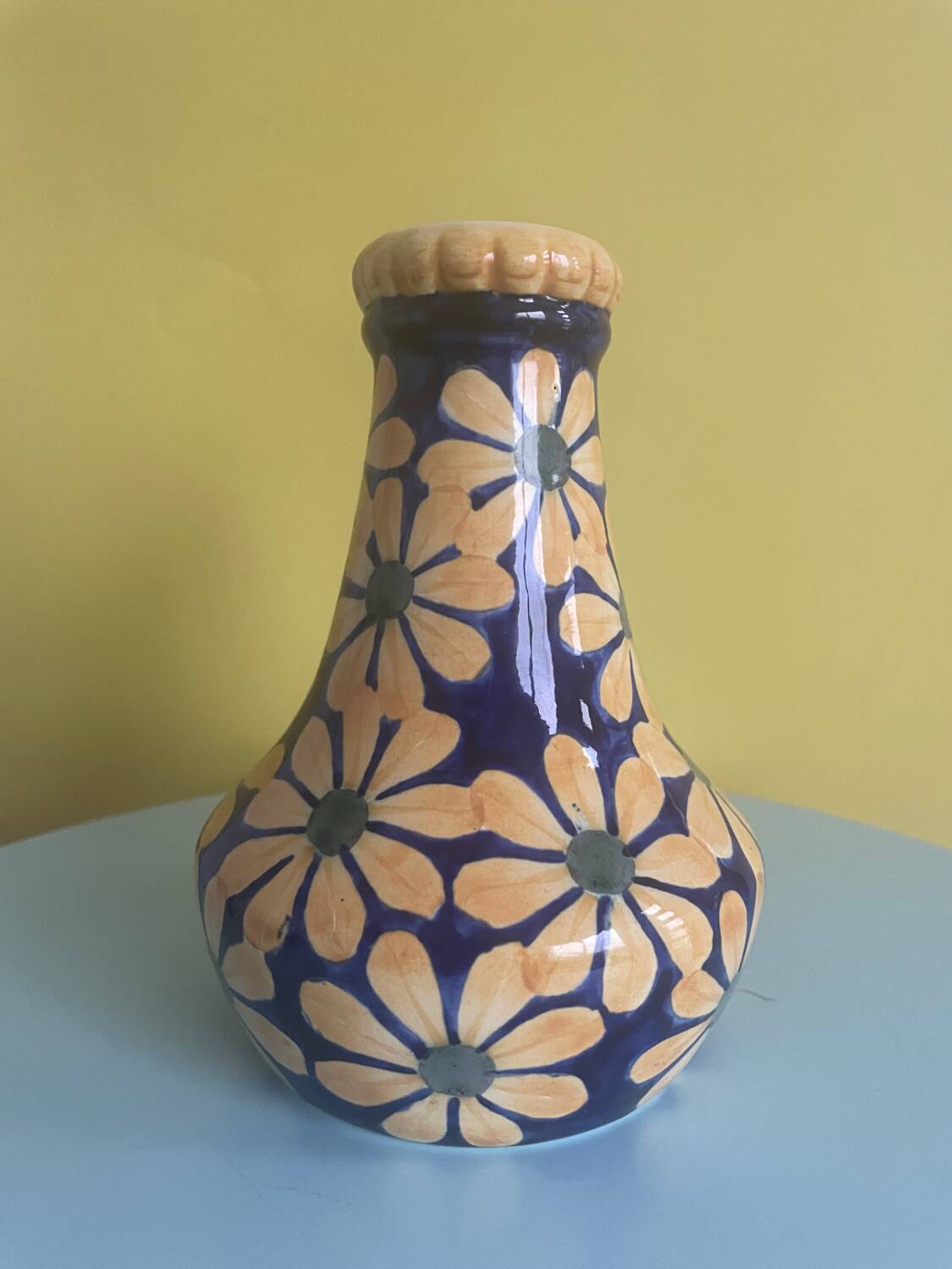 Danish crackle vase signed Copenhagen Denmark 401/449 – floral decoration p