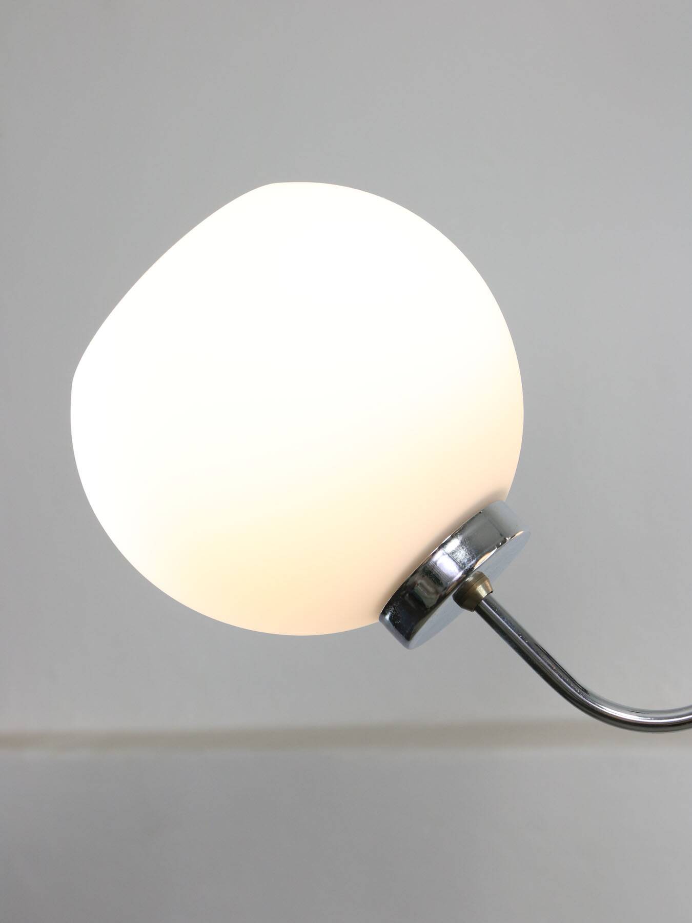 Vintage italian chrome and opaline chandelier, 70s