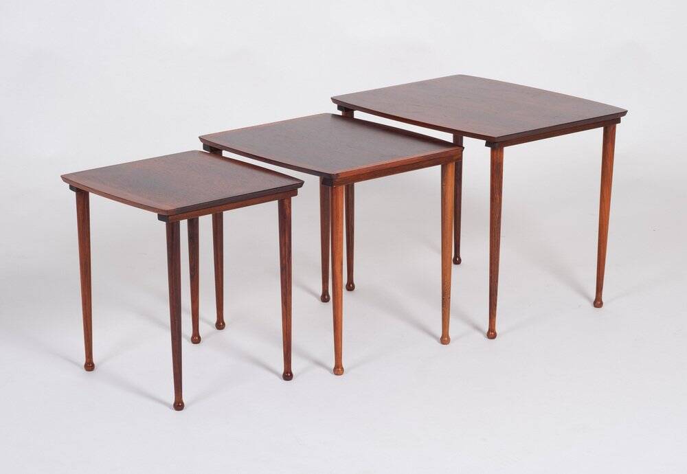 Nest Tables in Rosewood by Møbel Intarsia, Denmark, 1960s, Set of 3