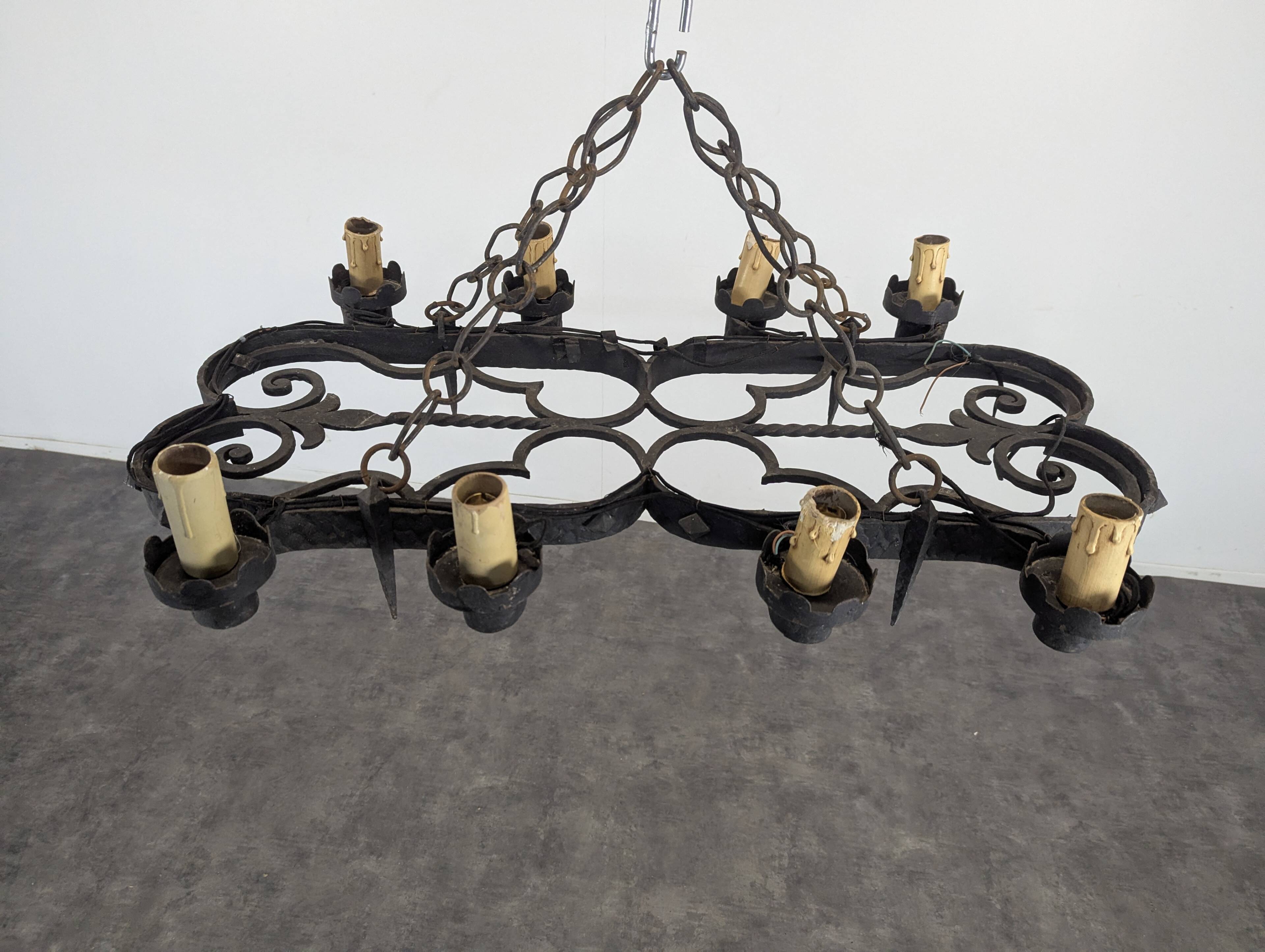 Renaissance style wrought iron chandelier