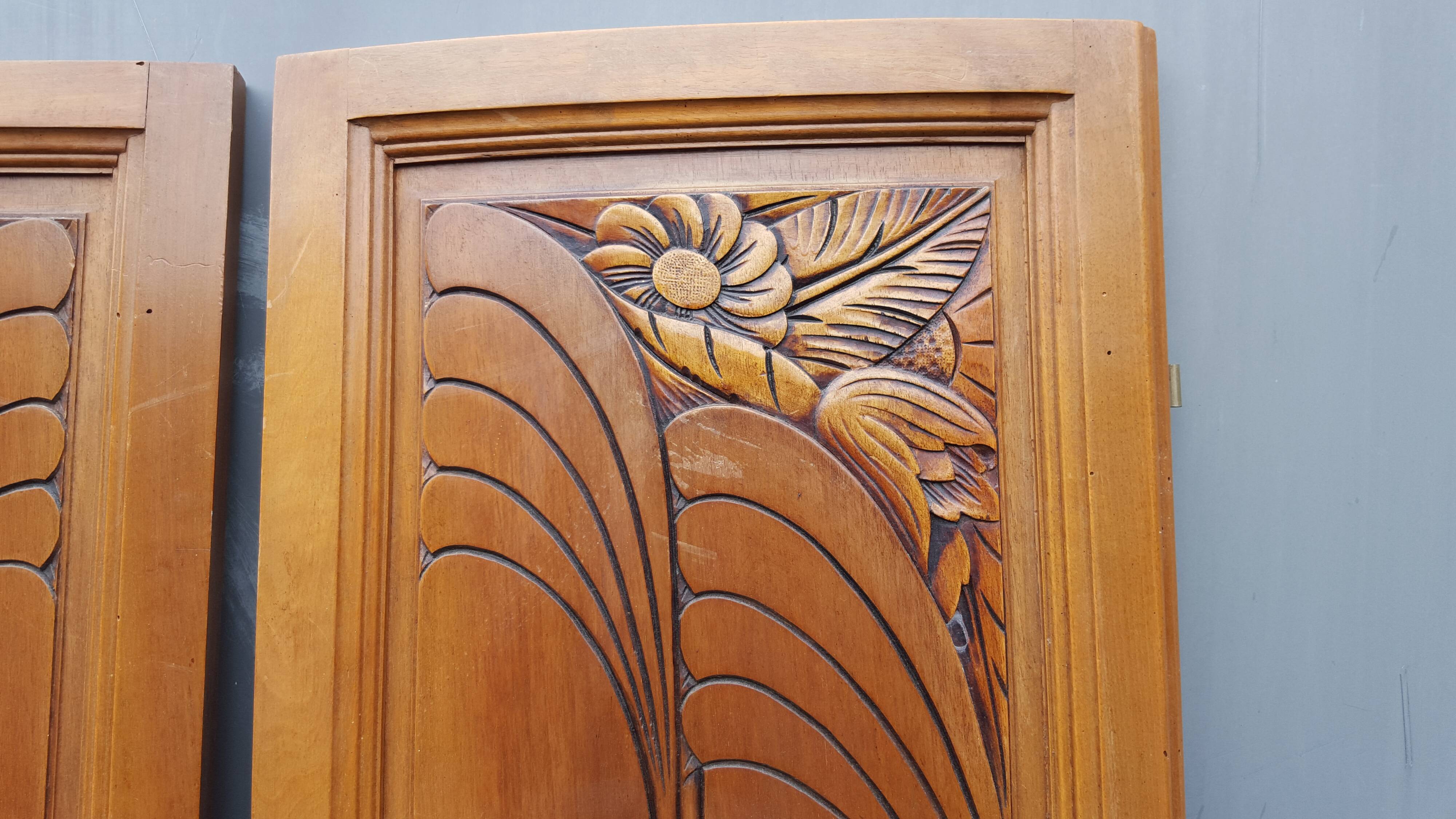 Pair of solid wood Art Deco doors