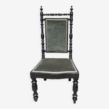 Chaise basse, à nourrice, chauffeuse Napoléon III bois noirci