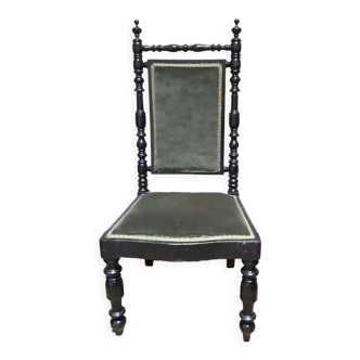 Chaise basse, à nourrice, chauffeuse Napoléon III bois noirci