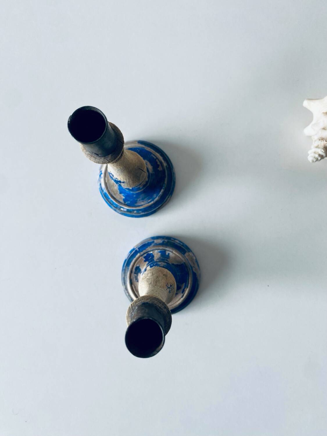 Pair of old patinated candlesticks