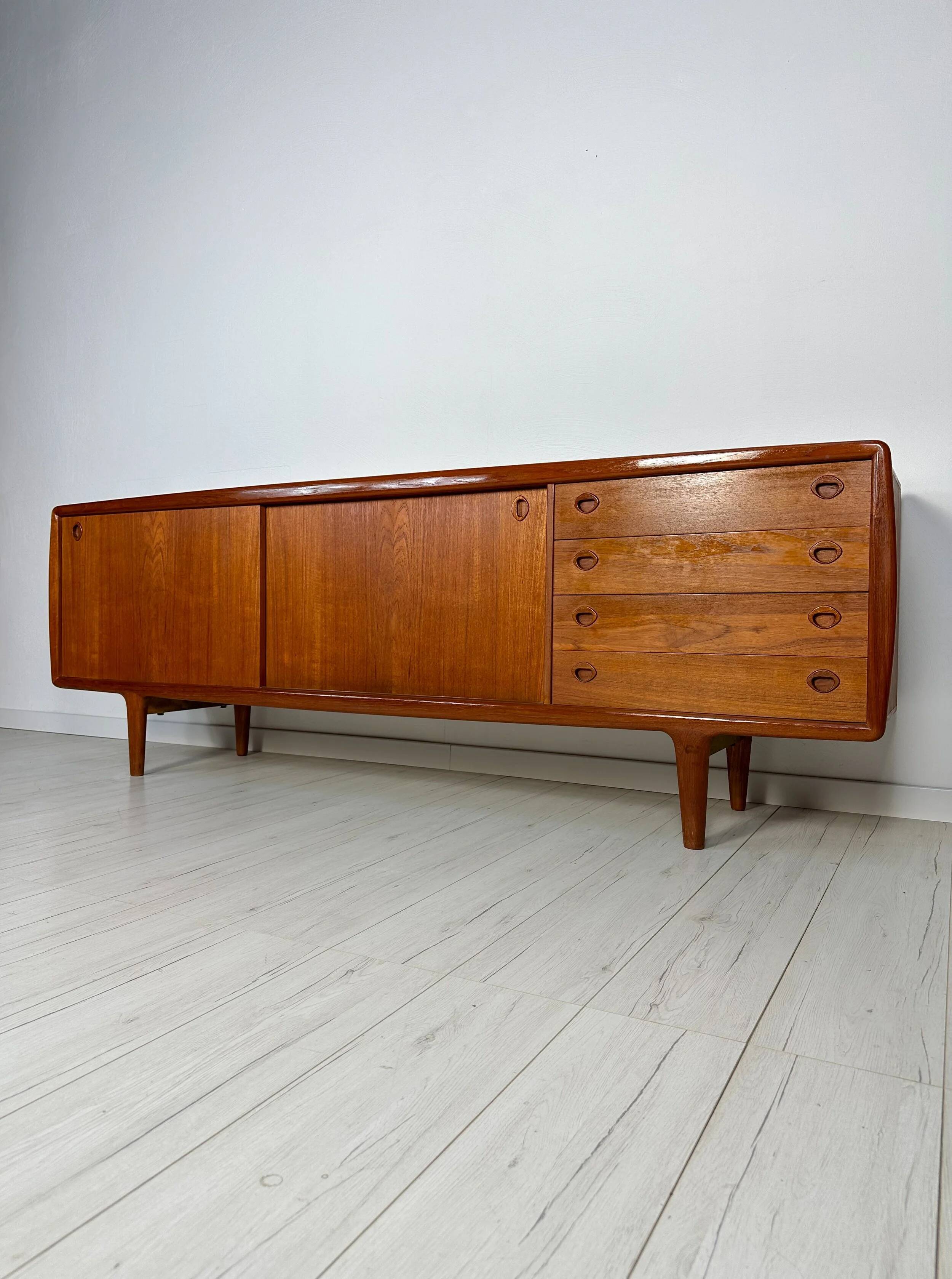 1960s Vintage Mid-Century Danish Teak Sideboard by H.P. Hansen