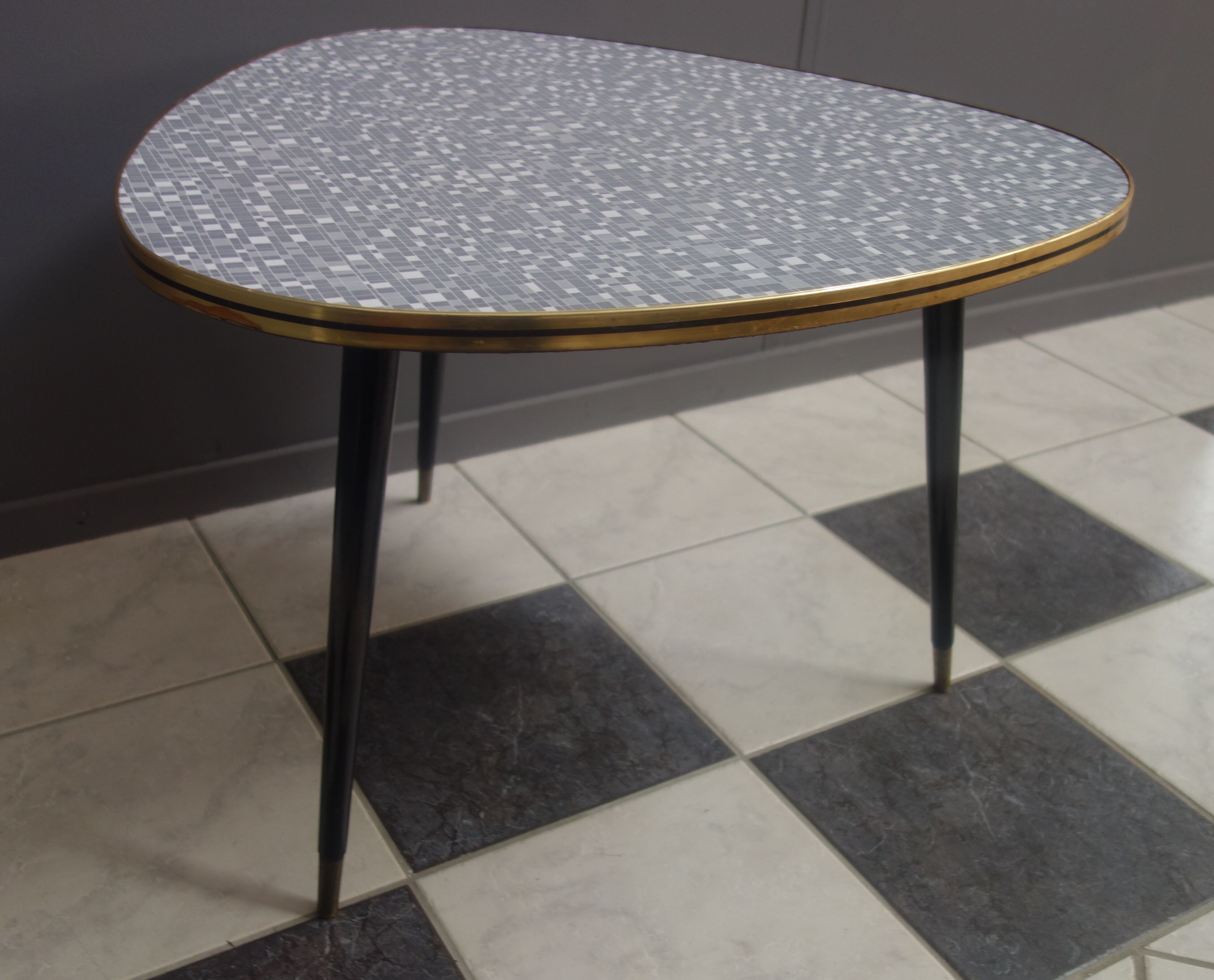 Triangle shape coffee table in grey 1960s
