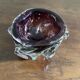 Dark purple glass ashtray with wavy pattern, Murano