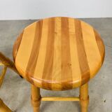 Pair of brutalist solid wood stools