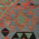 Kilim vintage anatolien tons bleu, vert et rouge géométrique, 160x317 Cm