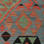 Kilim vintage anatolien tons bleu, vert et rouge géométrique, 160x317 Cm