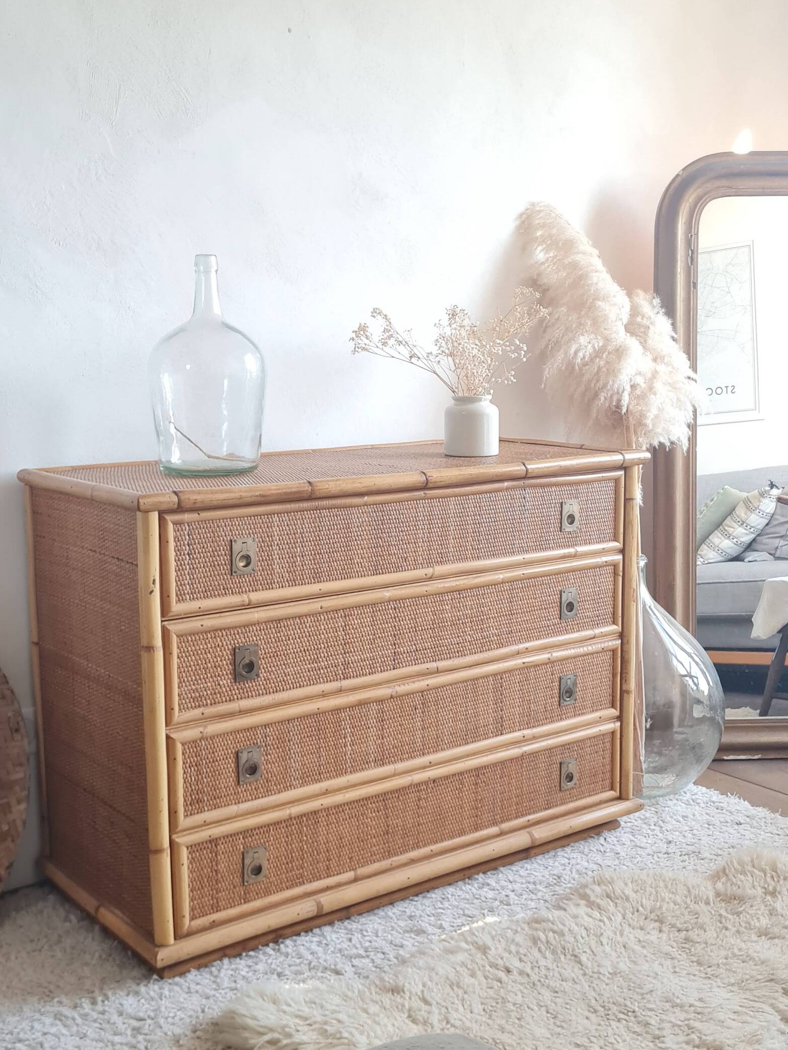 Rattan chest of drawers circa 1970 - Dal Vera