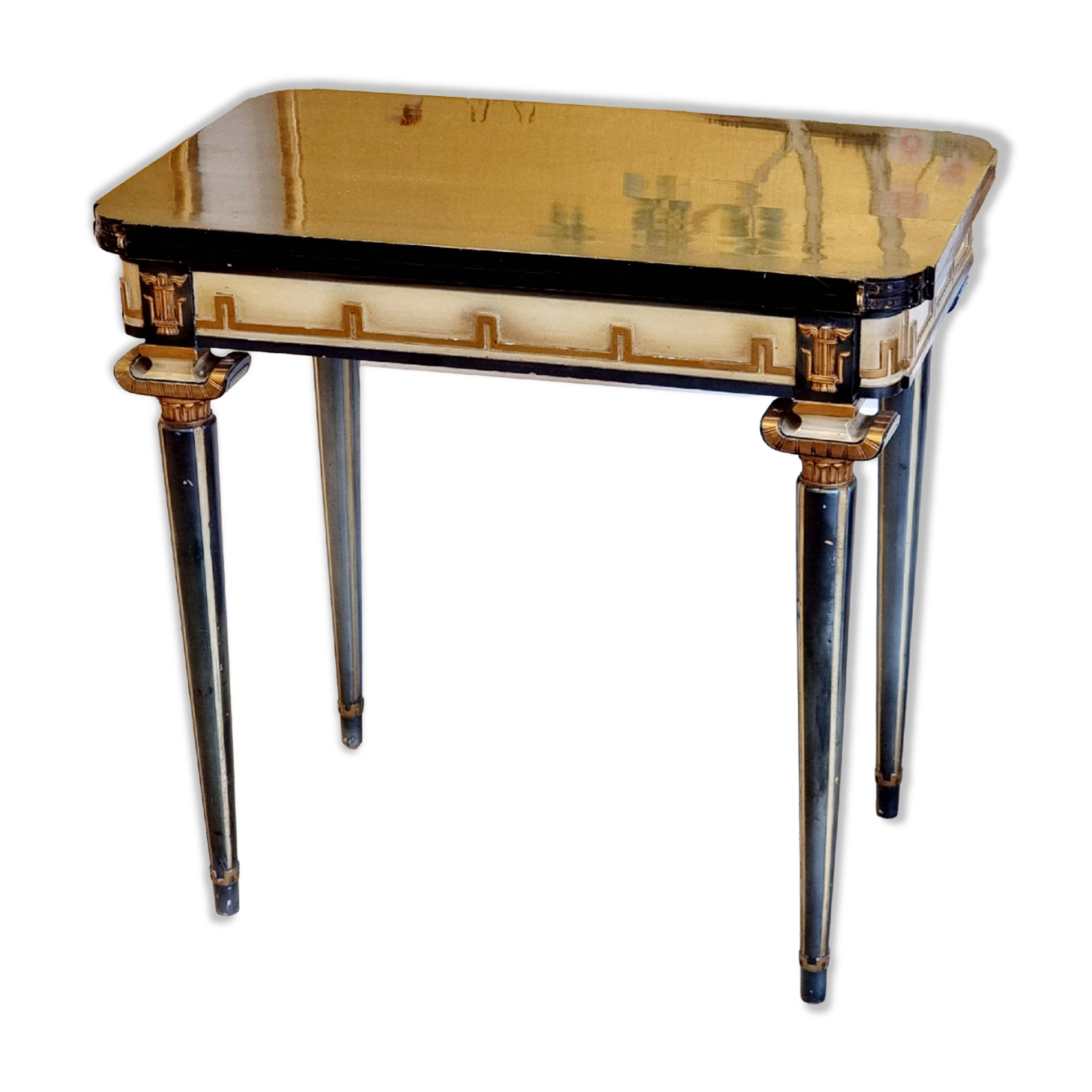 Swedish grace, game table with relief meander decoration, 1920s/30s.