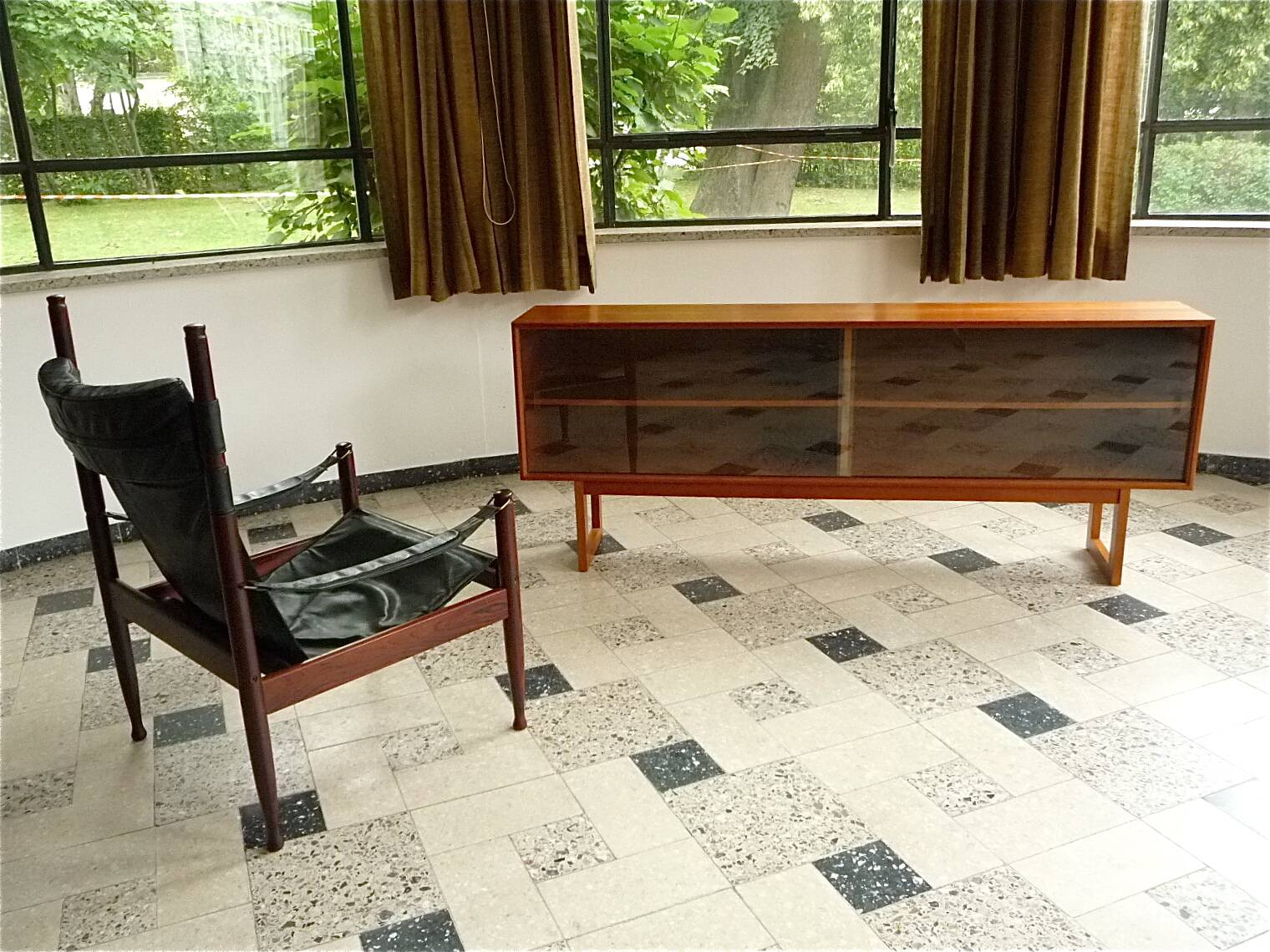 Danish Modern Leather High Back Safari Chair by Erik Wørts for Nils Eillersen, 1960s