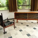 Danish Modern Leather High Back Safari Chair by Erik Wørts for Nils Eillersen, 1960s