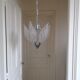 Chrome metal chandelier and glass plate